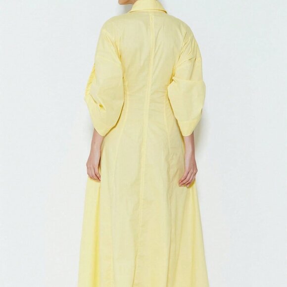 Yellow Elegant Womens V-Neck Long Sleeve Maxi Dress - Picture 4 of 4